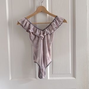 𝅺Wilfred | Danette Tie Dye Ribbed Ruffle Bodysuit XS